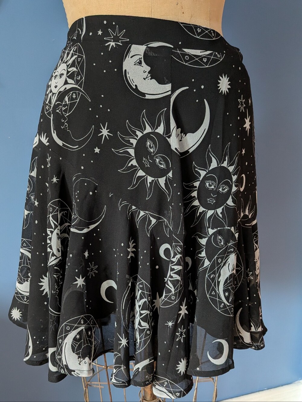 Killstar Black Skirt Celestial Print